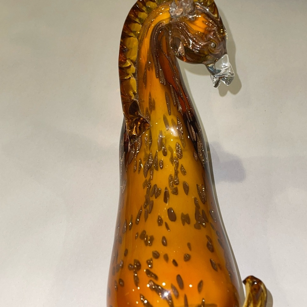 Vintage Murano Hand-Blown Amber gold Glass Young Horse Heavy Equestrian Glass - Picture 4 of 10